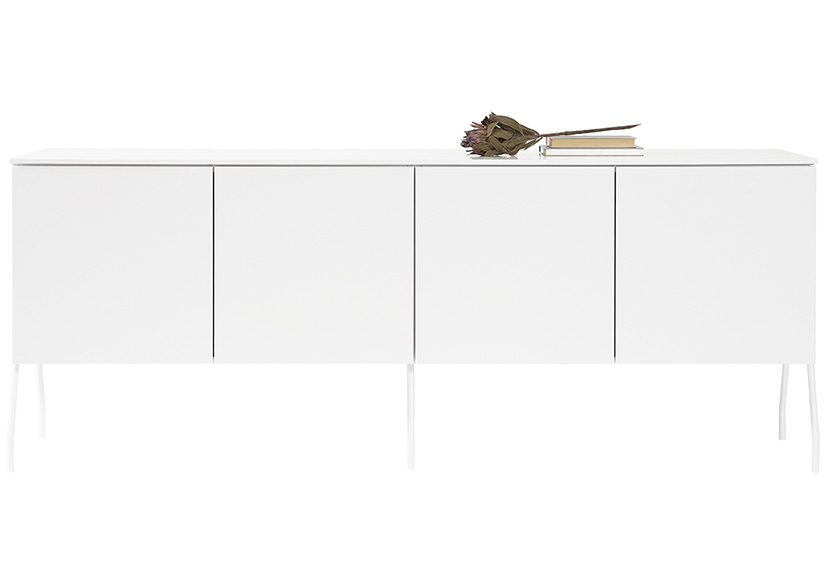 Fuuga senkki, kaksi pariovellista moduulia, ohuet metallijalat, valkoinen